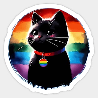 Pride LGBTQ Trans Cute Black Cat Sticker